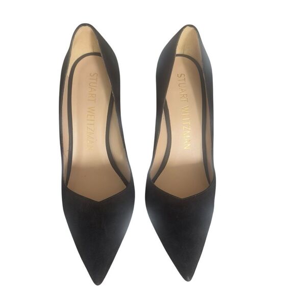 Stuart Weitzman Black Suede Pointy High Heels Size 9 - Picture 4 of 15